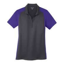 Sport-Tek Women's Iron Grey/Purple Colorblock Micropique Sport-Wick Polo