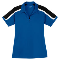 Sport-Tek Women's True Royal/Black/White Tricolor Shoulder Micropique Sport-Wick Polo