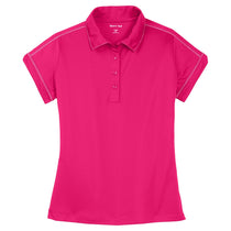 Sport-Tek Women's Pink Raspberry Contrast Stitch Micropique Sport-Wick Polo