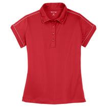 Sport-Tek Women's True Red Contrast Stitch Micropique Sport-Wick Polo