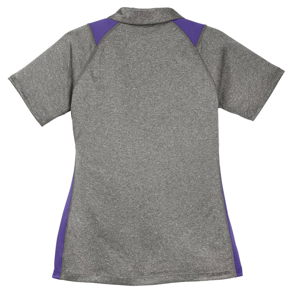 Sport-Tek Women's Vintage Heather/Purple Heather Colorblock Contender Polo