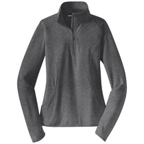 Sport-Tek Women's Charcoal Grey Heather Sport-Wick Stretch 1/2-Zip Pullover