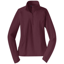 Sport-Tek Women's Maroon Sport-Wick Stretch 1/2-Zip Pullover