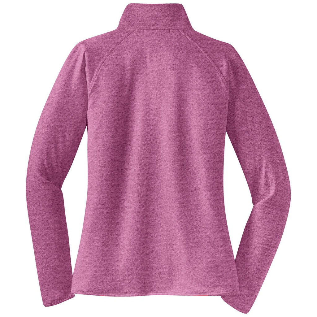 Sport-Tek Women's Pink Rush Heather Sport-Wick Stretch 1/2-Zip Pullover