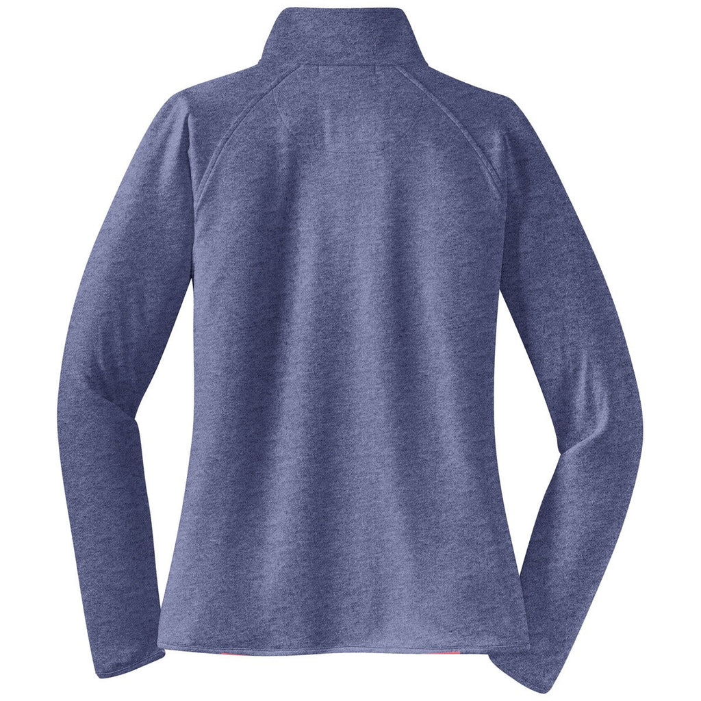 Sport-Tek Women's True Navy Heather Sport-Wick Stretch 1/2-Zip Pullover