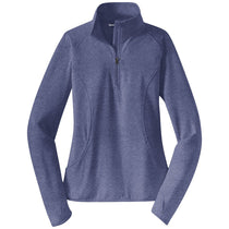 Sport-Tek Women's True Navy Heather Sport-Wick Stretch 1/2-Zip Pullover
