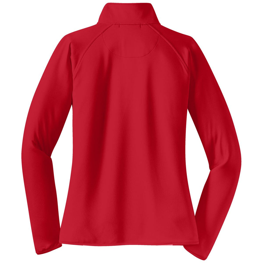 Sport-Tek Women's True Red Sport-Wick Stretch 1/2-Zip Pullover