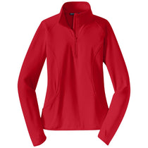 Sport-Tek Women's True Red Sport-Wick Stretch 1/2-Zip Pullover