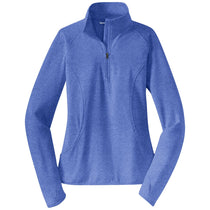 Sport-Tek Women's True Royal Heather Sport-Wick Stretch 1/2-Zip Pullover