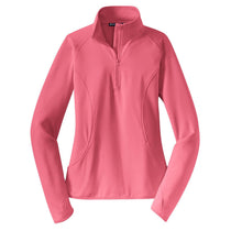 Sport-Tek Women's Dusty Rose Sport-Wick Stretch 1/2-Zip Pullover