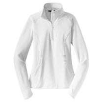 Sport-Tek Women's White Sport-Wick Stretch 1/2-Zip Pullover