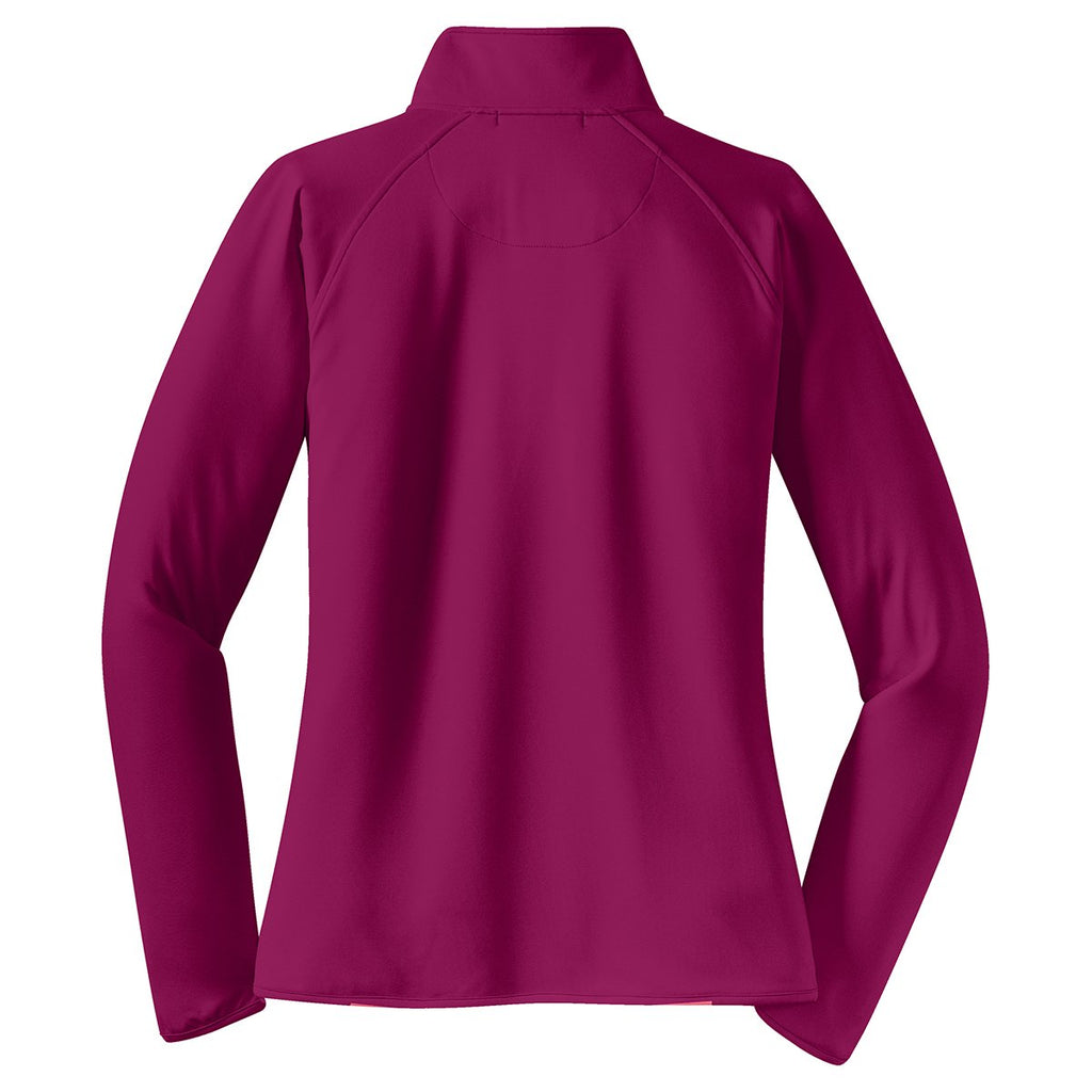 Sport-Tek Women's Pink Rush Sport-Wick Stretch 1/2-Zip Pullover
