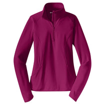 Sport-Tek Women's Pink Rush Sport-Wick Stretch 1/2-Zip Pullover