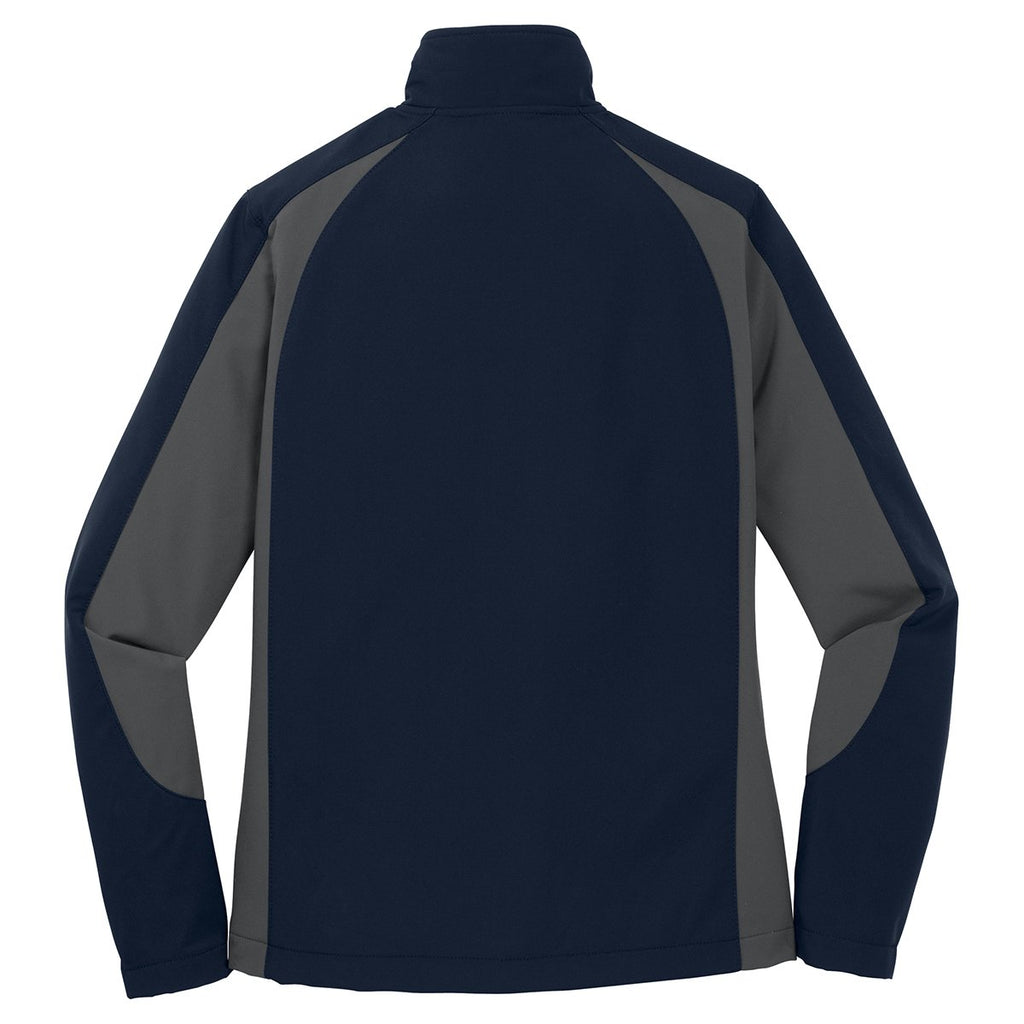 Sport-Tek Women's True Navy/Iron Grey Colorblock Soft Shell Jacket