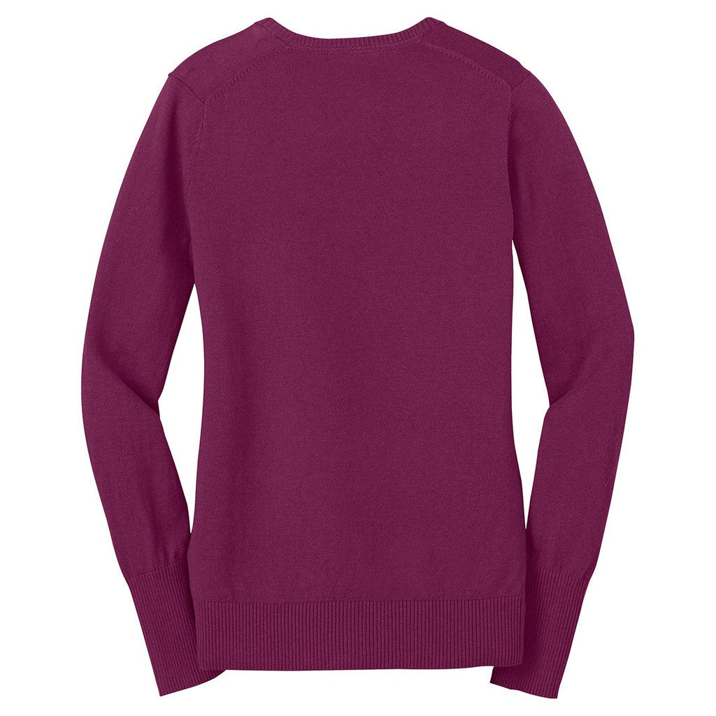 Port Authority Women's Deep Berry V-Neck Sweater