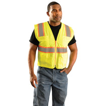 OccuNomix Men's Yellow High Visibility Classic Mesh Two-Tone Surveyor Safety Vest