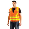 OccuNomix Men's Orange High Visibility Premium Mesh Gloss Snap Safety Vest