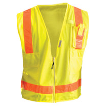 OccuNomix Men's Yellow High Visibility Premium Solid/Mesh Gloss Safety Vest