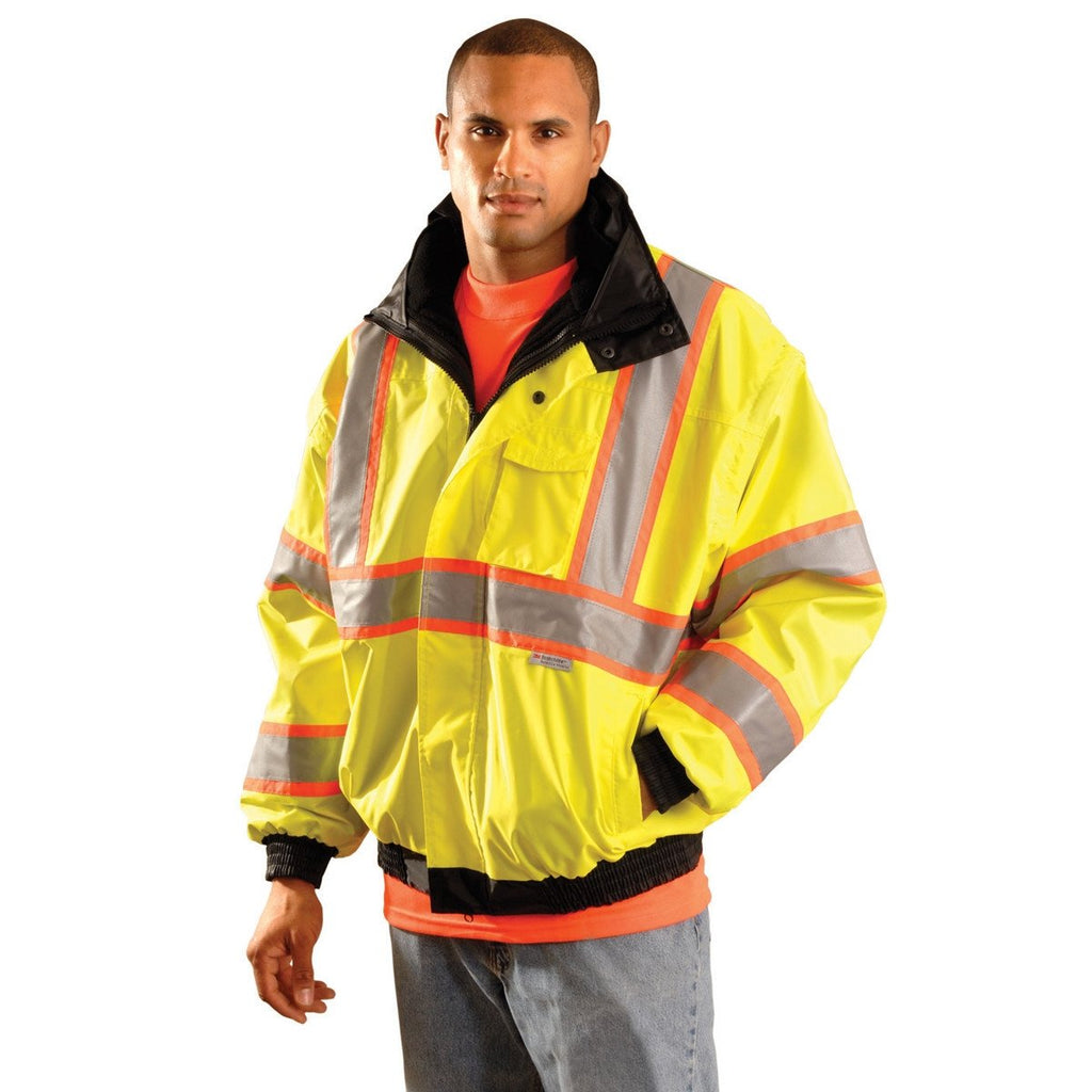 OccuNomix Men's Yellow Premium Four-Way Two-Tone Bomber Jacket