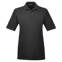 Harriton Men's Black 6 oz. Ringspun Cotton Pique Short-Sleeve Polo
