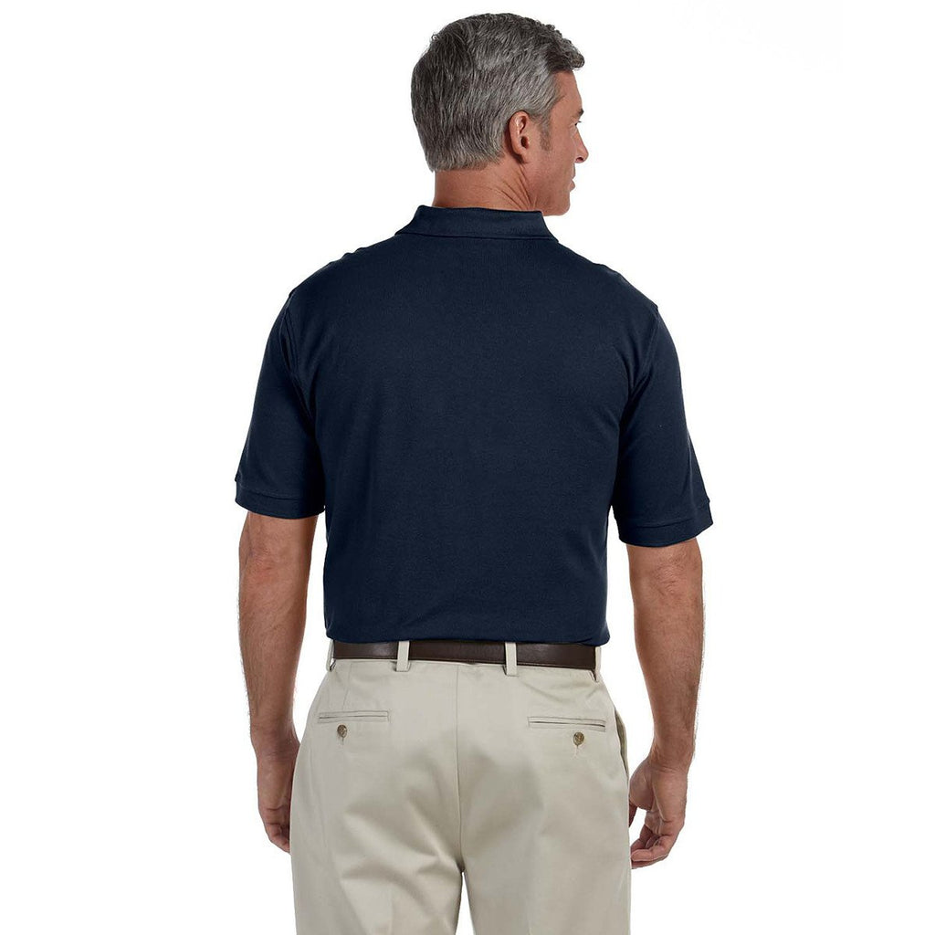 Harriton Men's Navy 6 oz. Ringspun Cotton Pique Short-Sleeve Polo