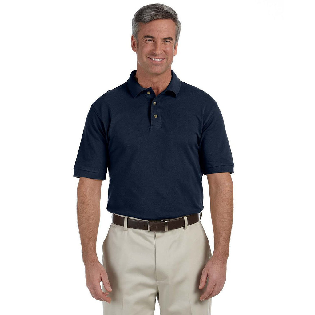 Harriton Men's Navy 6 oz. Ringspun Cotton Pique Short-Sleeve Polo