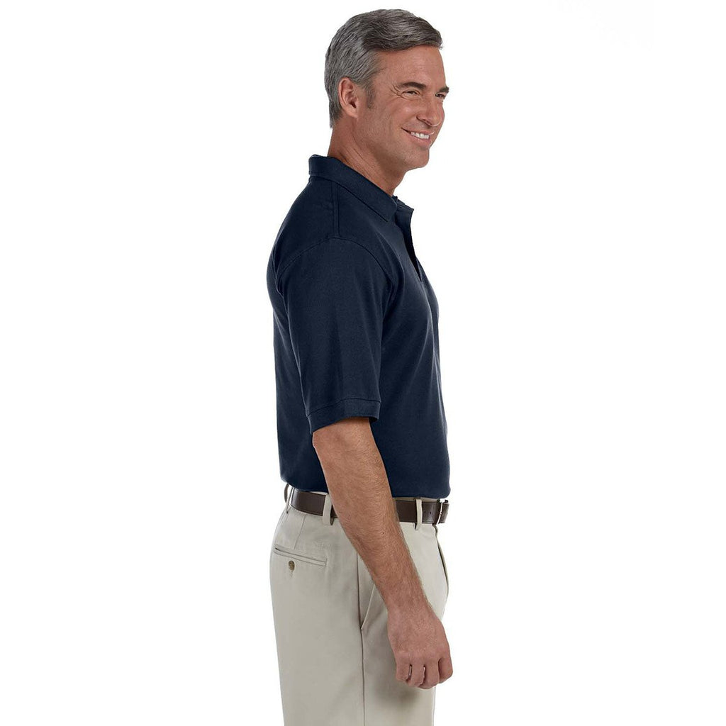 Harriton Men's Navy 6 oz. Ringspun Cotton Pique Short-Sleeve Polo