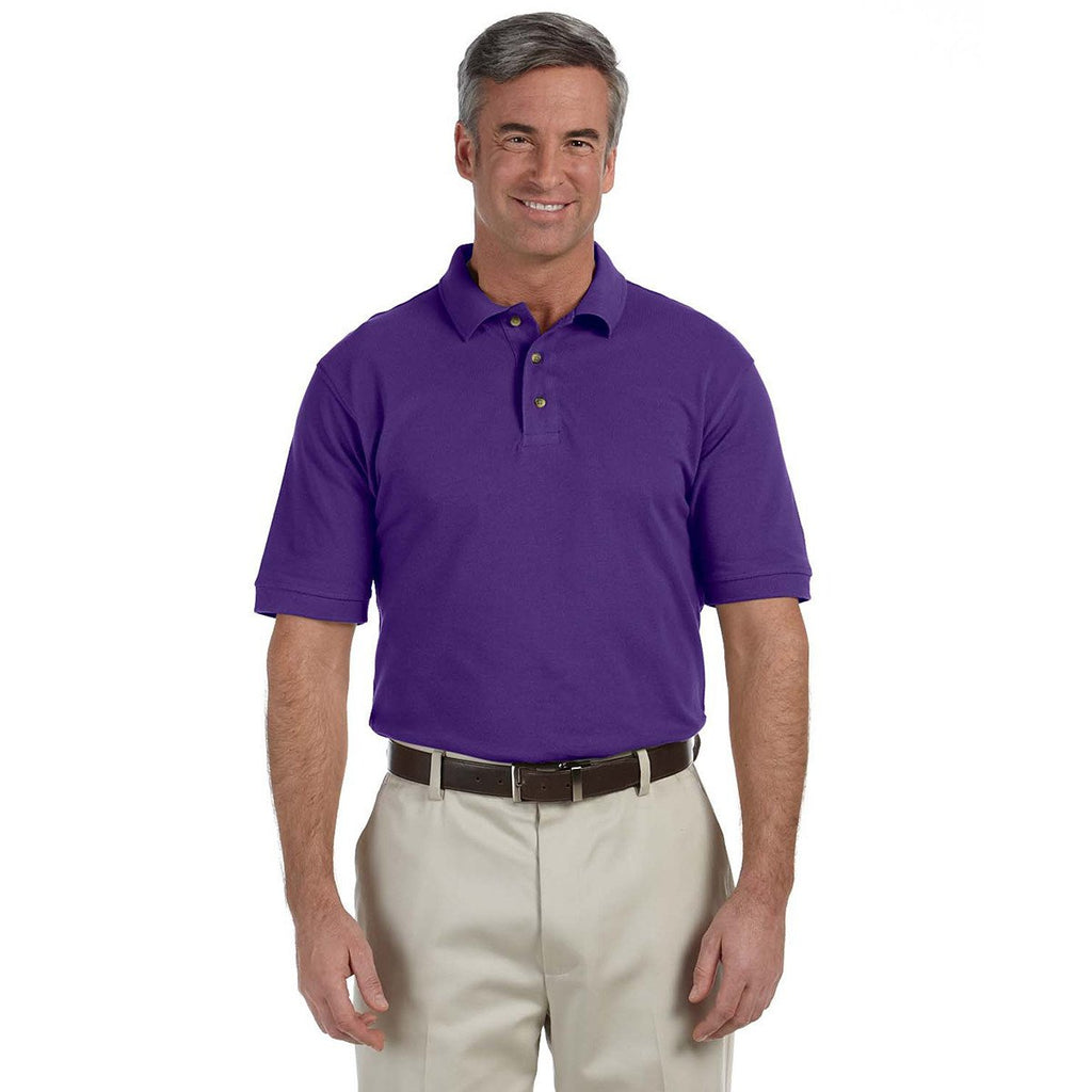 Harriton Men's Team Purple 6 oz. Ringspun Cotton Pique Short-Sleeve Polo