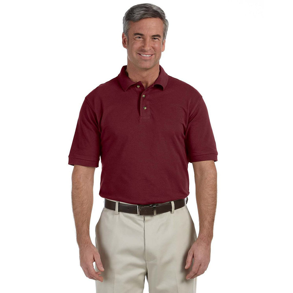 Harriton Men's Wine 6 oz. Ringspun Cotton Pique Short-Sleeve Polo