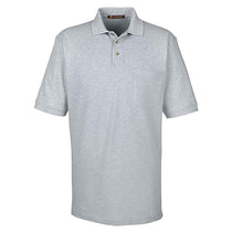 Harriton Men's Grey Heather 6 oz. Ringspun Cotton Pique Short-Sleeve Pocket Polo