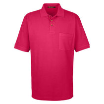 Harriton Men's Red 6 oz. Ringspun Cotton Pique Short-Sleeve Pocket Polo