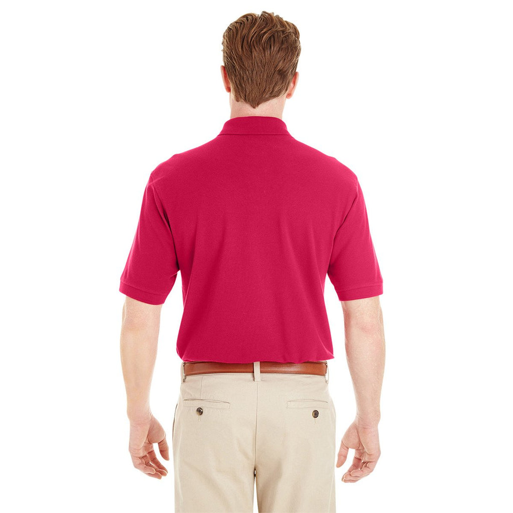 Harriton Men's Red 6 oz. Ringspun Cotton Pique Short-Sleeve Pocket Polo