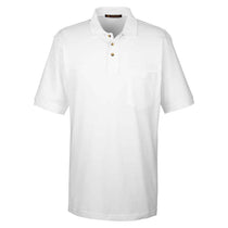 Harriton Men's White 6 oz. Ringspun Cotton Pique Short-Sleeve Pocket Polo