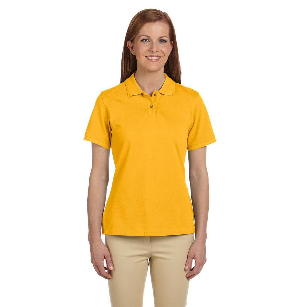 Harriton Women's Sunray Yellow 6 oz. Ringspun Cotton Pique Short-Sleeve Polo