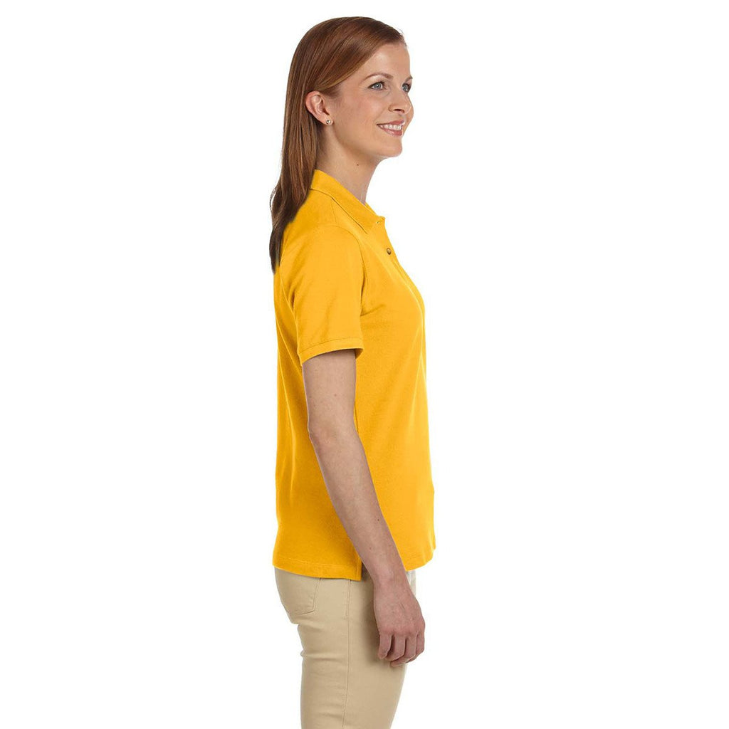 Harriton Women's Sunray Yellow 6 oz. Ringspun Cotton Pique Short-Sleeve Polo