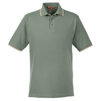 Harriton Men's Dill/Stone 6 oz. Short-Sleeve Pique Polo with Tipping