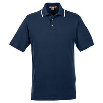 Harriton Men's Navy/White 6 oz. Short-Sleeve Pique Polo with Tipping