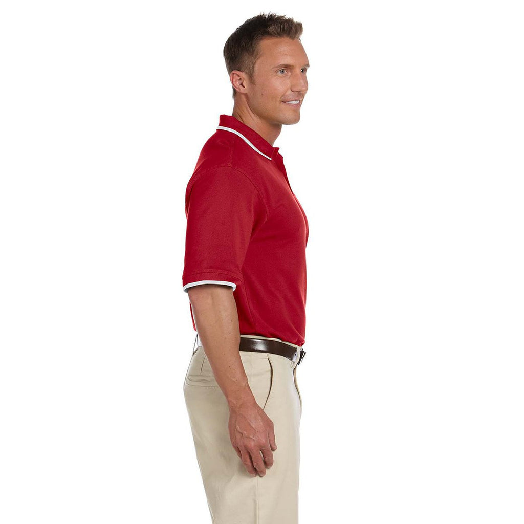 Harriton Men's Red/White 6 oz. Short-Sleeve Pique Polo with Tipping