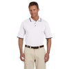 Harriton Men's White/Navy 6 oz. Short-Sleeve Pique Polo with Tipping