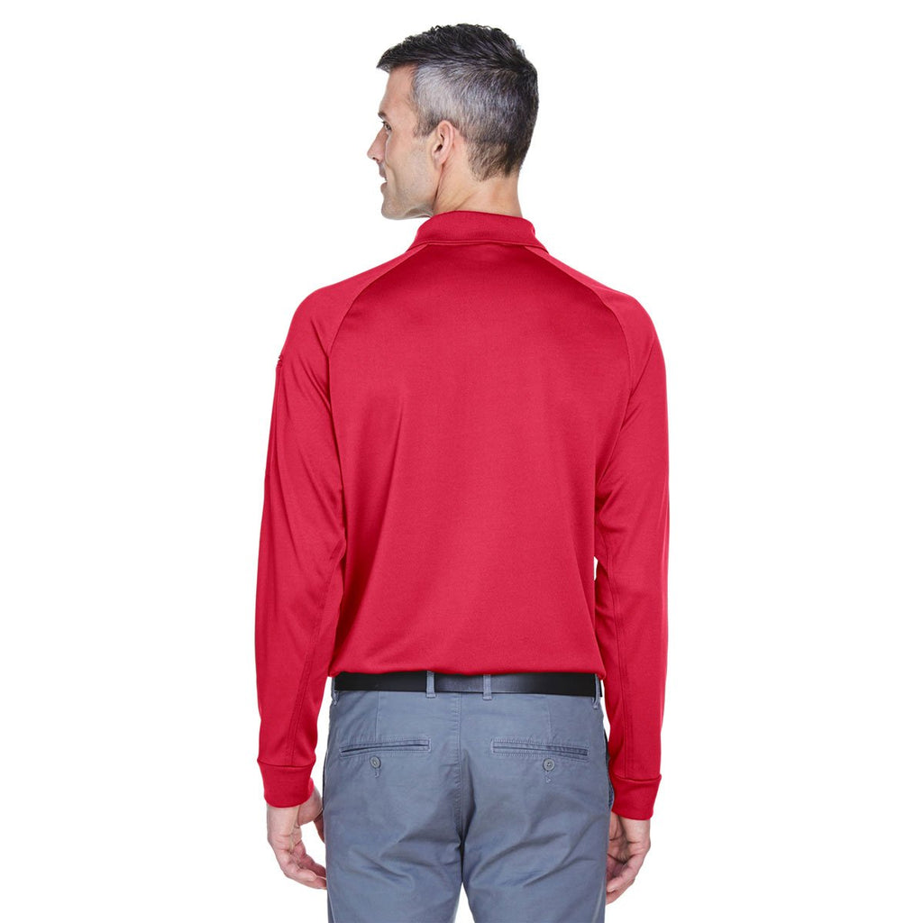 Harriton Men's Red Tactical Long-Sleeve Performance Polo