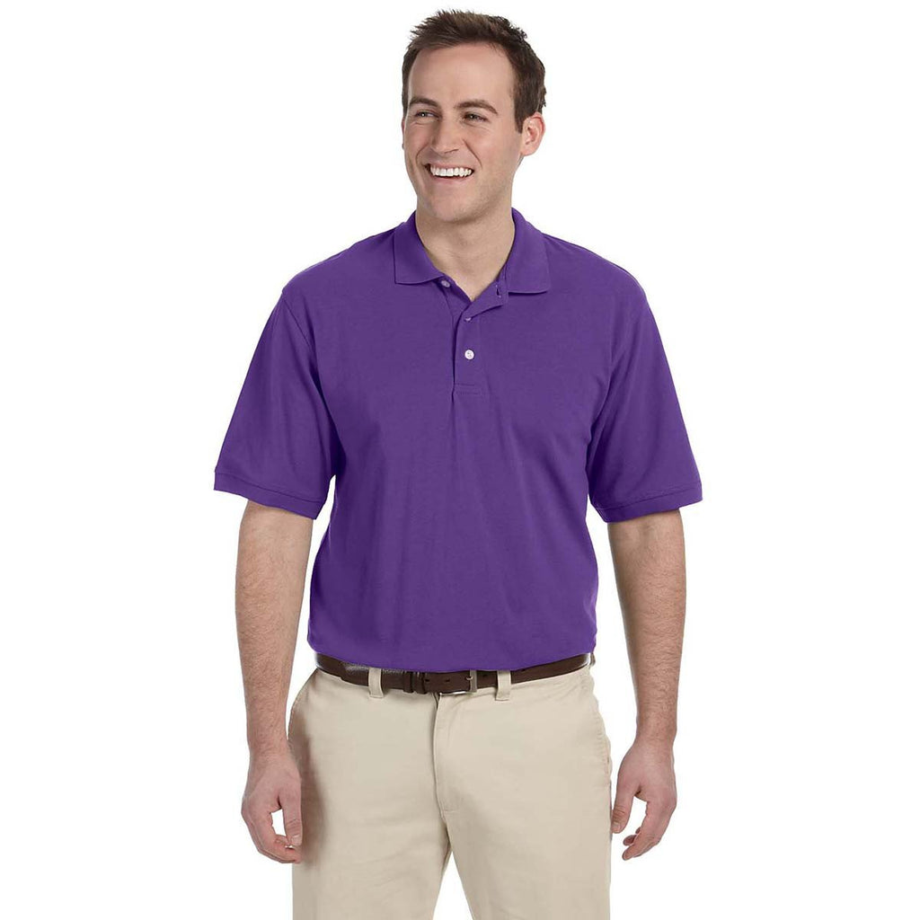 Harriton Men's Team Purple 5.6 oz. Easy Blend Polo