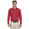 Harriton Men's Red 5.6 oz. Easy Blend Long-Sleeve Polo