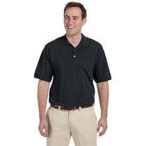 Harriton Men's Black 5.6 oz. Tall Easy Blend Polo