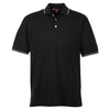Harriton Men's Black/White 5.6 oz. Tipped Easy Blend Polo