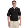 Harriton Men's Black/White 5.6 oz. Tipped Easy Blend Polo