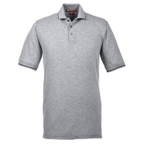 Harriton Men's Grey Heather/Black 5.6 oz. Tipped Easy Blend Polo