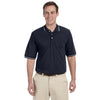 Harriton Men's Navy/White 5.6 oz. Tipped Easy Blend Polo