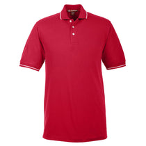 Harriton Men's Red/White 5.6 oz. Tipped Easy Blend Polo