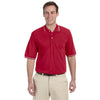 Harriton Men's Red/White 5.6 oz. Tipped Easy Blend Polo