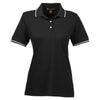 Harriton Women's Black/White 5.6 oz. Tipped Easy Blend Polo